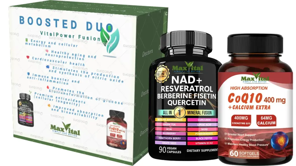 [UPC-735380425609] VitalPower Fusion | Anti-Aging Supplement with NAD+, Resveratrol, CoQ10 & 17 Super Nutrients | Cellular Energy, Heart Health & Longevity | 90 Capsules + 60 Softgels | MaxVital®